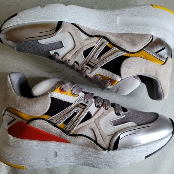 Alexander Mcqueen 42 9 Sprint Runner Court Trainer Oversize Sneaker White Silver - Picture 7 of 12